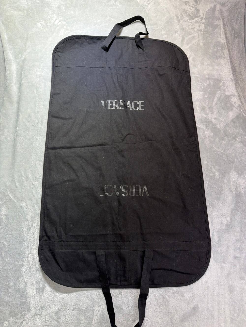 Authentic Versace Luxury Black Canvas Folding Suit Travel Garment Bag Cover